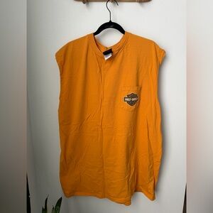 Harley-Davidson Men’s Orange Sleeveless Pocket Tee